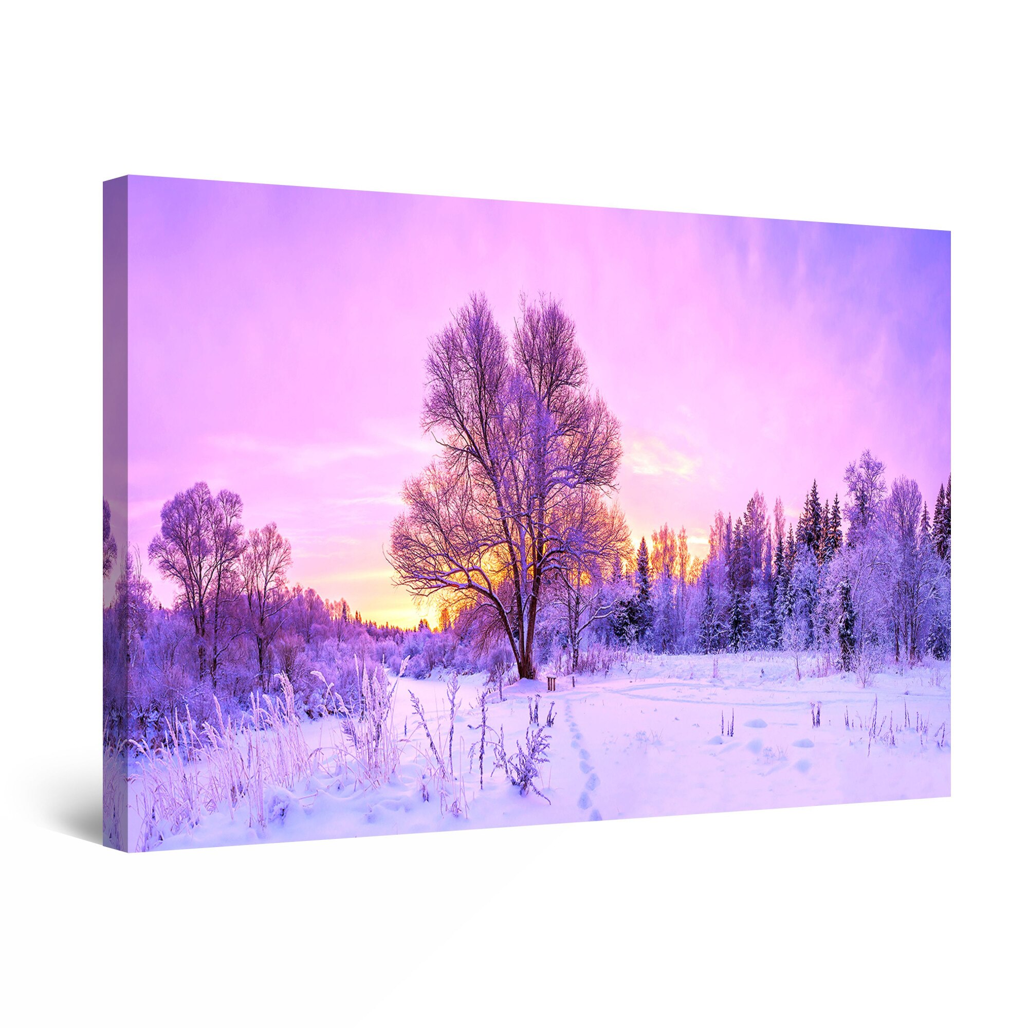 Tablou DualView Startonight Rasarit pe timp de iarna, luminos in intuneric, 60 cm x 40 cm