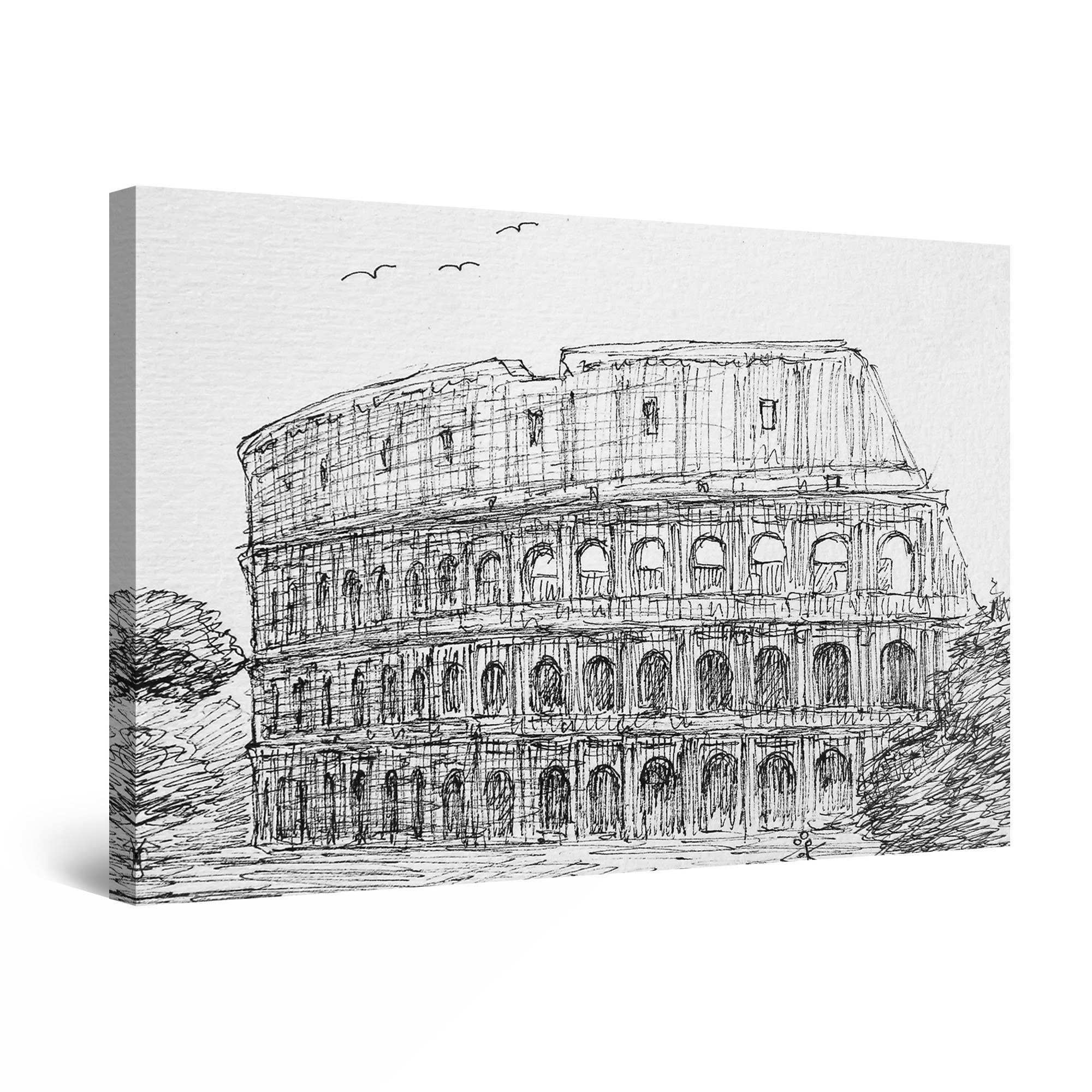 Tablou DualView Startonight Colosseum alb negru, luminos in intuneric, 80 cm x 120 cm