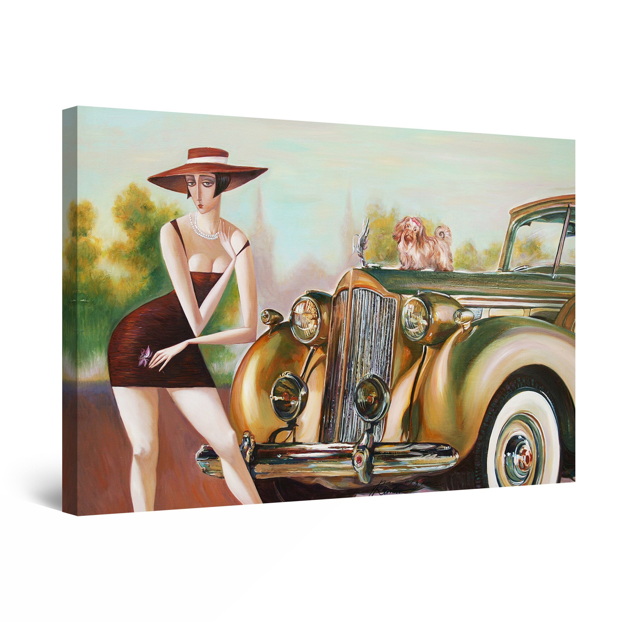 Tablou DualView Startonight Domnisoara cu Bichon, luminos in intuneric, 80 cm x 120 cm