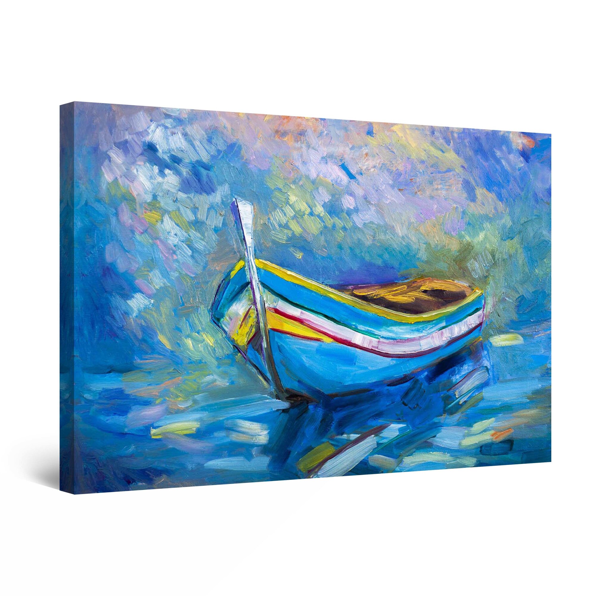 Tablou DualView Startonight Barca albastra, luminos in intuneric, 30 cm x 20 cm