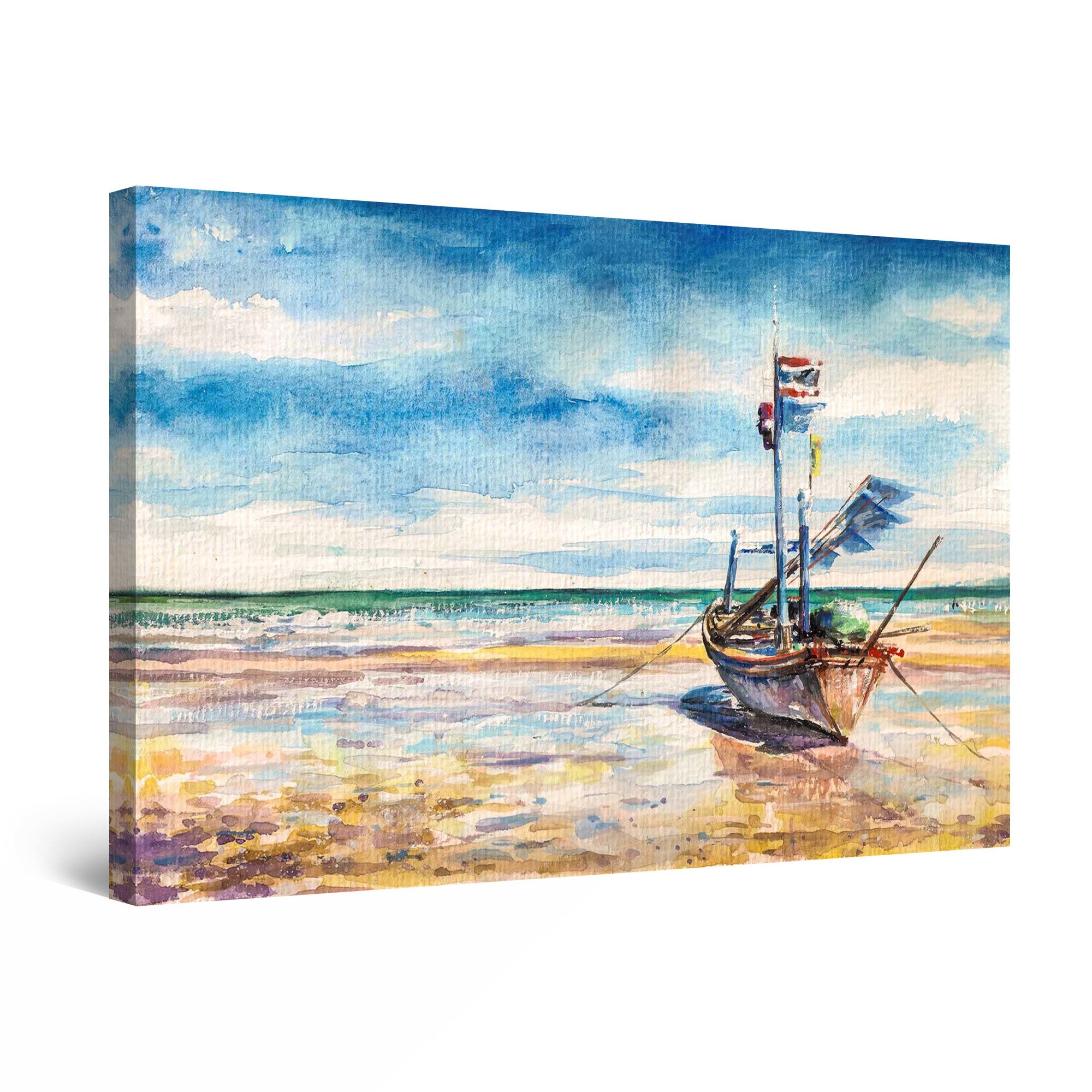 Tablou DualView Startonight Barca singuratica, luminos in intuneric, 90 cm x 60 cm