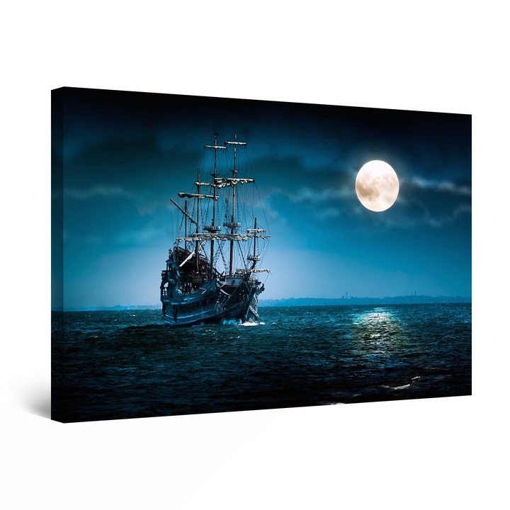 Картина Startonight DualView Ship and Moon on Blue Sea, светлина в тъмнотo, 90 cm x 60 cm