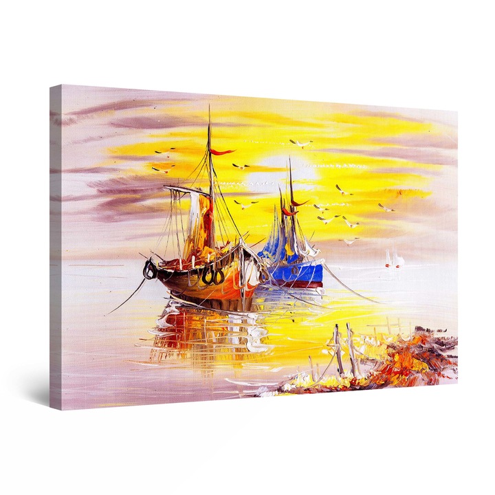 Картина Startonight DualView Warm Yellow Sunset and Ships, светлина в тъмнотo, 90 cm x 60 cm