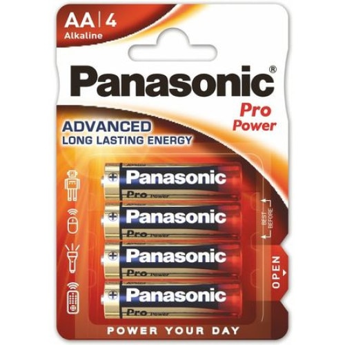 Set baterii Super Alkaline Pro Power AA, LR6, Panasonic, 1.5V, 4 buc