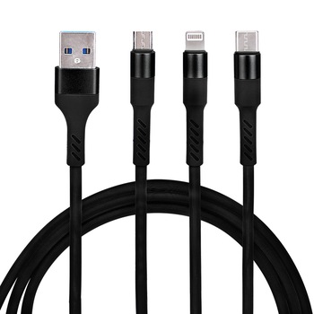 Cablu de incarcare 3 in 1 Lightning micro USB Type-C, iPhone, Samsung, Huawei, Nokia, Negru, BBL829 Cablu de incarcare 3 in 1 Lightning micro USB Type-C, iPhone, Samsung, Huawei, Nokia, Negru, BBL829