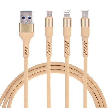 Cablu de incarcare 3 in 1 Lightning micro USB Type-C, iPhone, Samsung, Huawei, Nokia, Galben, BBL831 Cablu de incarcare 3 in 1 Lightning micro USB Type-C, iPhone, Samsung, Huawei, Nokia, Galben, BBL831