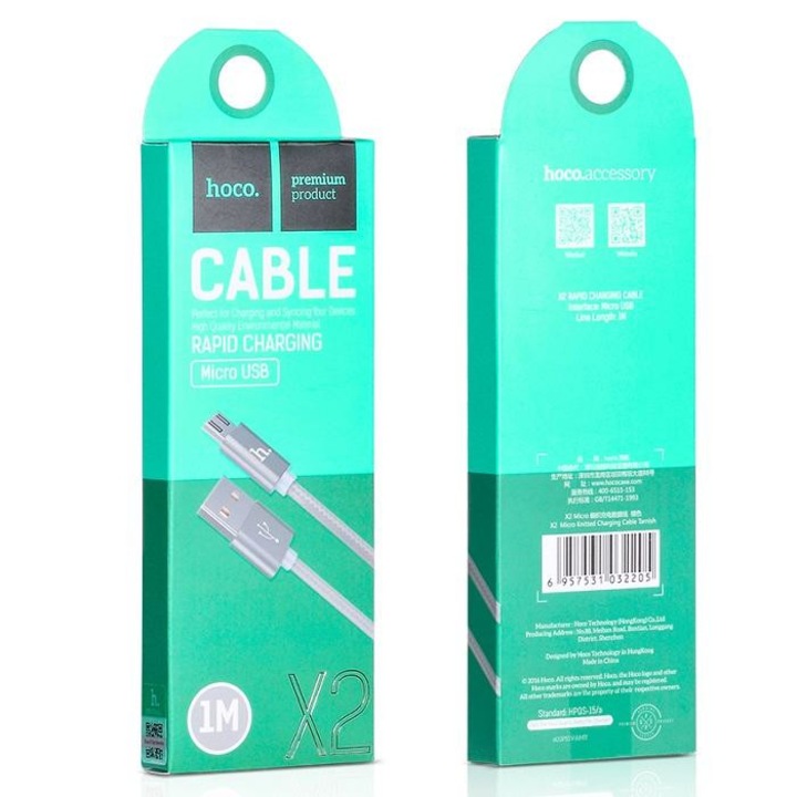 Hoco USB-MicroUSB adat- és töltőkábel, 1 m, szürke