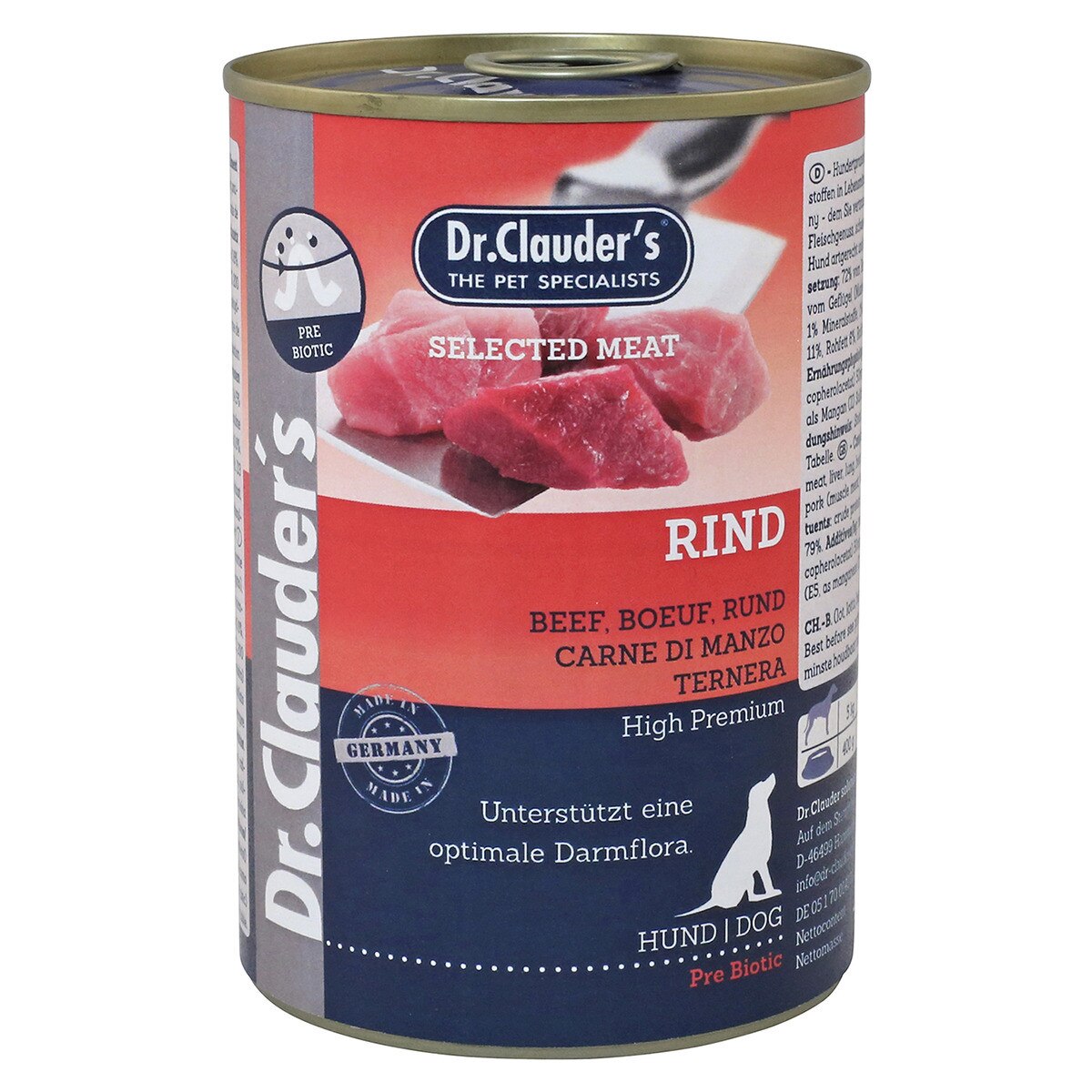 Hrana umeda pentru caini, Dr. Clauder`s Dog Selected meat - Vita - 800gr