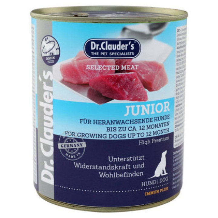 Hrana umeda pentru caini, Dr. Clauder`s Dog Selected meat - Junior - 400gr