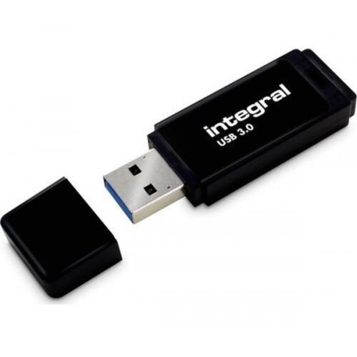Memorie USB Integral Black 128GB USB 3.0, Snap-on cap design