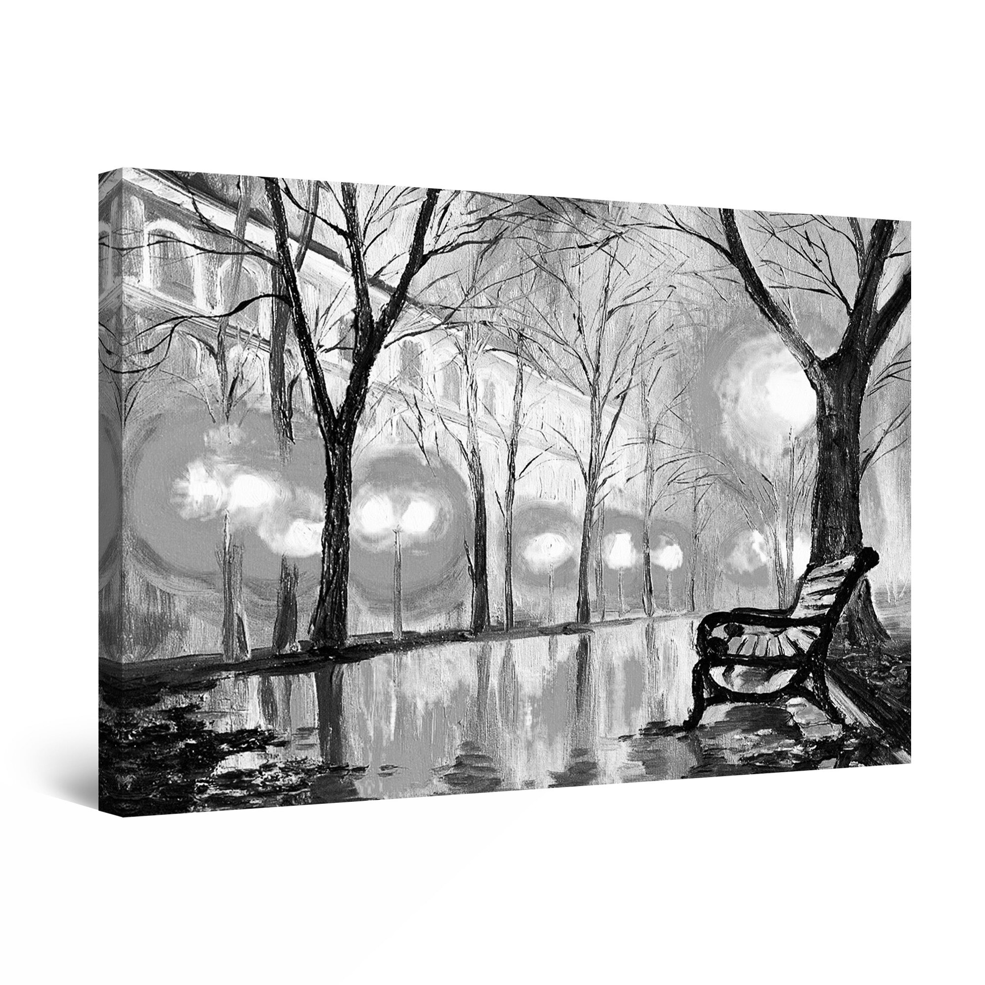 Tablou DualView Startonight Luminile noptii in alb si negru, luminos in intuneric, 80 cm x 120 cm
