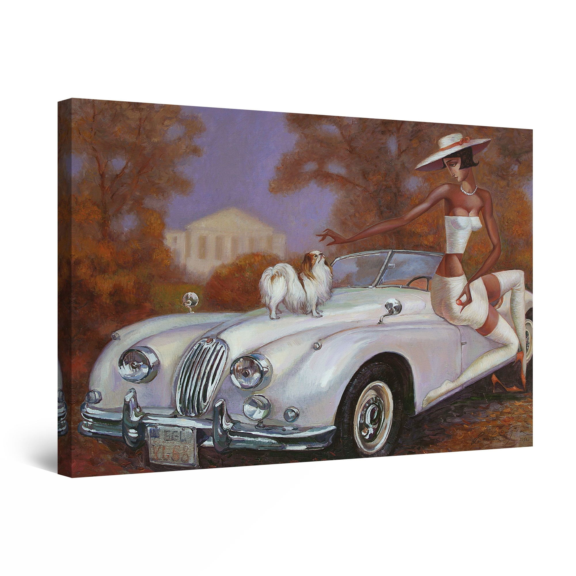 Tablou DualView Startonight Plimbare cu masina clasica, luminos in intuneric, 90 cm x 60 cm