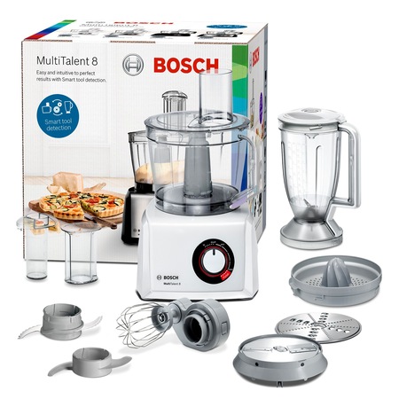 Robot de bucatarie Bosch MC812W620, 1100 W, 3.9 L, 50 functii, Selector viteza variabil, Alb