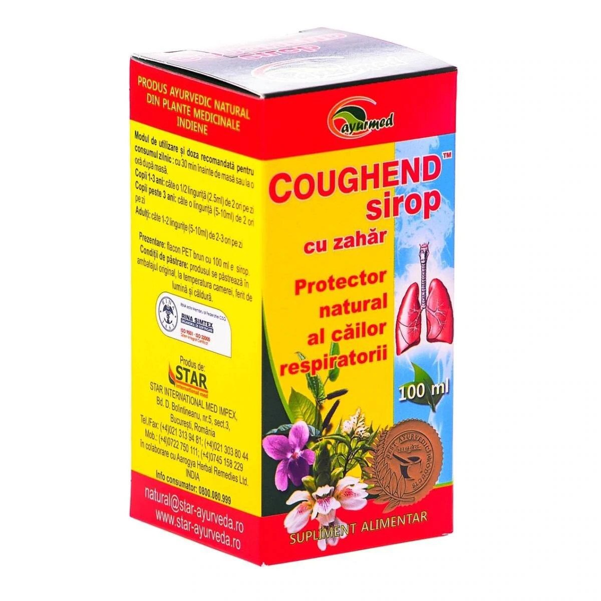 Sirop Coughend cu zahar 100 ml Ayumed