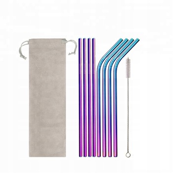 Set de 8 paie din metal Whiskey Rocks, Multicolor, 215x6 mm Set de 8 paie din metal Whiskey Rocks, Multicolor, 215x6 mm