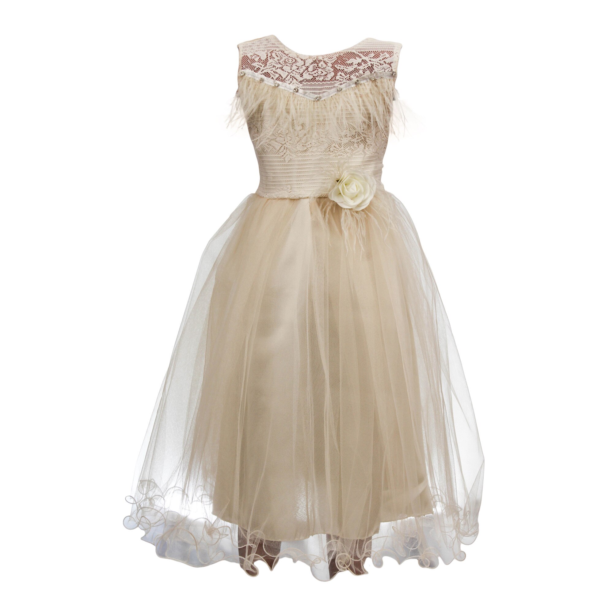 Rochie eleganta, model Flori, culoare ivoire, varsta 6 ani