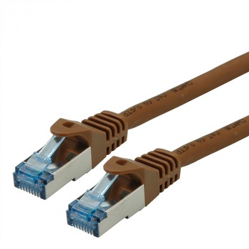 Cablu de retea S/FTP Cat.6A, Component Level, LSOH maro 0.5m, Roline 21.15.2880 Cablu de retea S/FTP Cat.6A, Component Level, LSOH maro 0.5m, Roline 21.15.2880