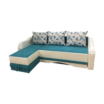 Coltar extensibil Mini Ornament, MobAmbient, Turqoise, material textil si piele ecologica, extensie 140 cm din plasa de arcuri tip relaxa, 2 lazi de depozitare, 3 perne mari incluse, 230 x 150 cm Coltar extensibil Mini Ornament, MobAmbient, Turqoise, material textil si piele ecologica, extensie 140 cm din plasa de arcuri tip relaxa, 2 lazi de depozitare, 3 perne mari incluse, 230 x 150 cm