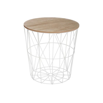 Masuta cafea, rotunda, cadru metalic alb, inaltime 41 cm Masuta cafea, rotunda, cadru metalic alb, inaltime 41 cm