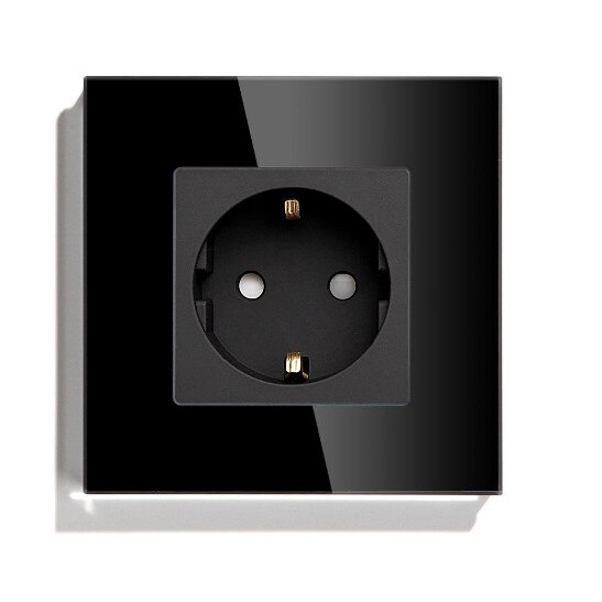 Priza simpla cu rama din sticla negru
