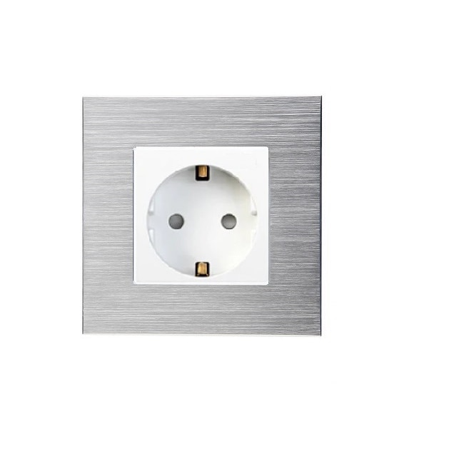 Priza simpla cu rama de aluminiu DeLuxe