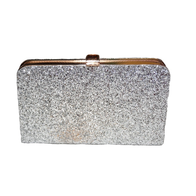 Poseta tip clutch de ocazie,cadru metalic, D&J Exclussive, argintiu