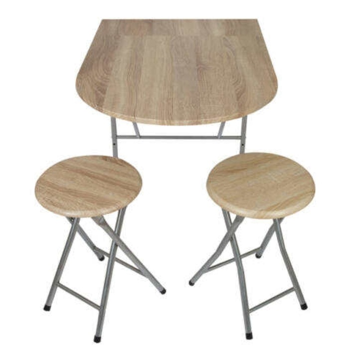 Unic Spot Nápoly Lehajtható asztal+2 szék, Fehér tölgy