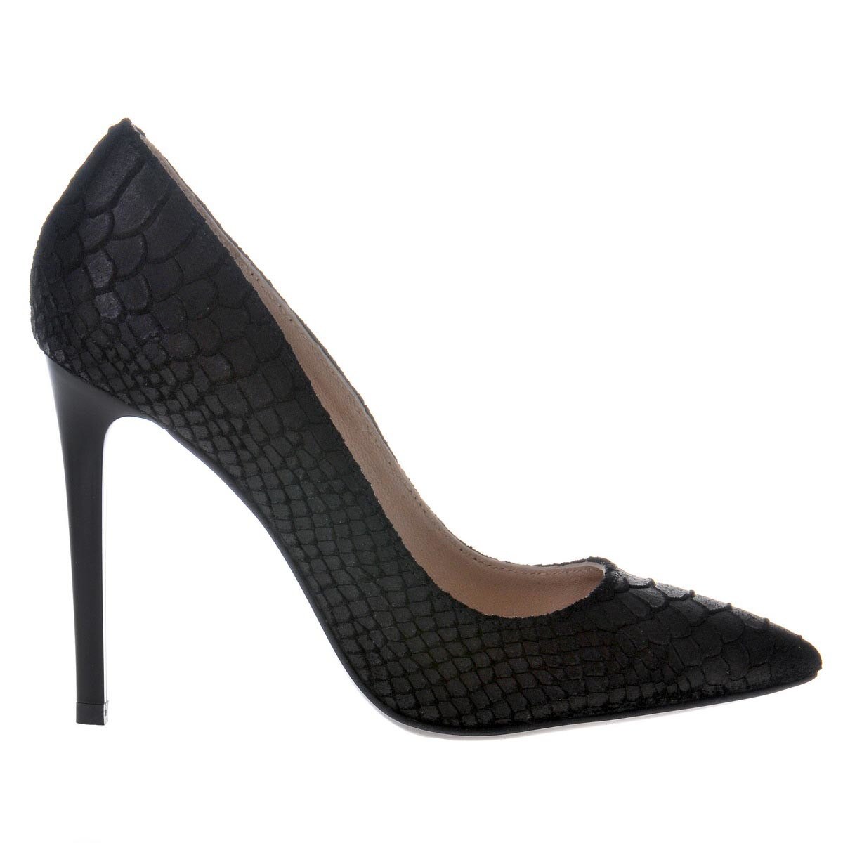 Pantofi Clasic Piele Naturala, Negru imprimat