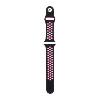 Curea silicon Apple Watch 38mm / 40 mm Perforata Black / Pink Curea silicon Apple Watch 38mm / 40 mm Perforata Black / Pink