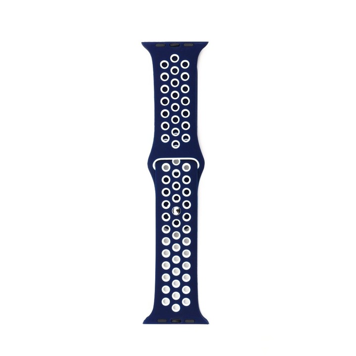 Apple Watch kompatibilis szilikon szíj, 38mm / 40mm, lyukacsos, sötétkék/rózsaszín
