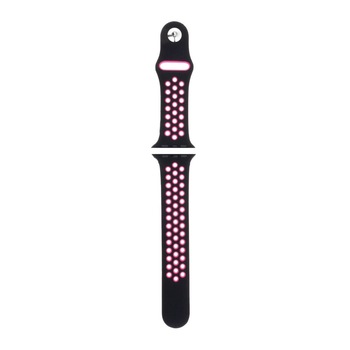 Curea silicon Apple Watch 42mm / 44 mm Perforata Black / Pink Curea silicon Apple Watch 42mm / 44 mm Perforata Black / Pink