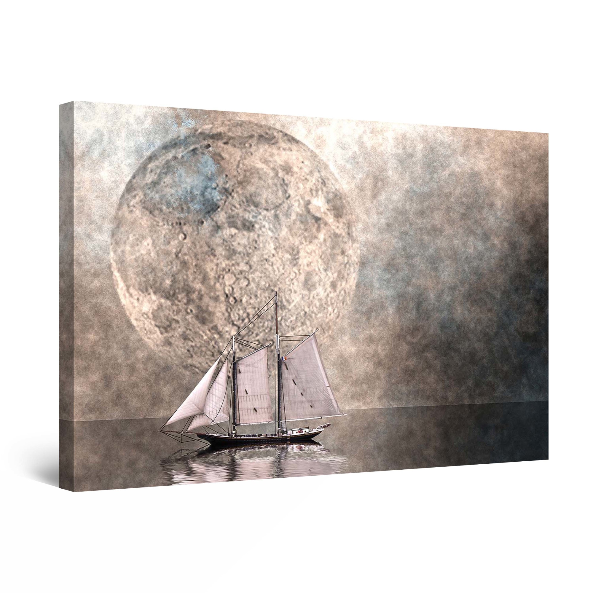 Tablou DualView Startonight Cu barca sub clar de luna, luminos in intuneric, 60 cm x 40 cm