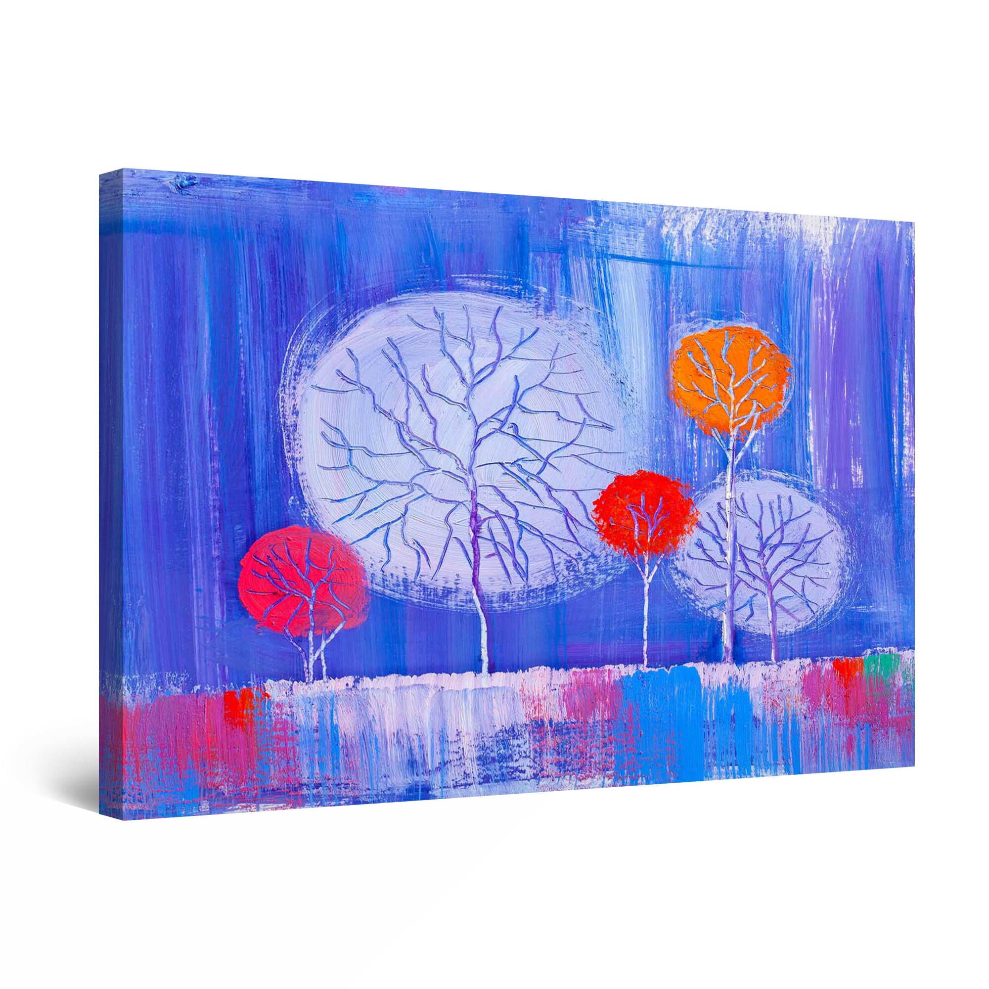 Tablou DualView Startonight Copaci pe fundal albastru, luminos in intuneric, 80 cm x 120 cm