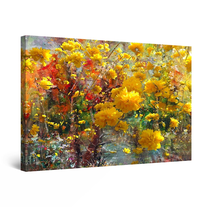 Tablou DualView Startonight Flori galbene de gradina, luminos in intuneric, 80 cm x 120 cm