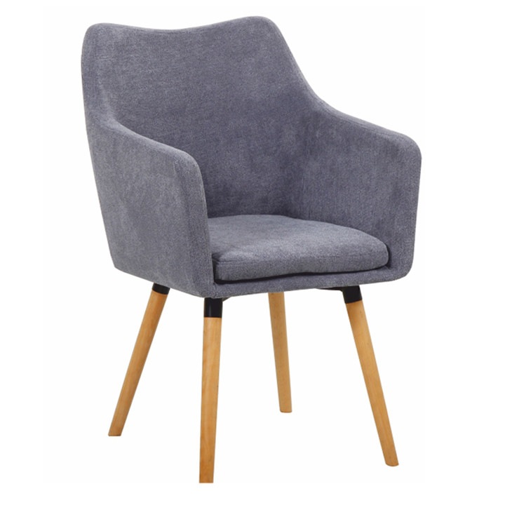 Fotoliu dining, picioare-masive lemn/otel,gri/fag, 58x60x92 cm ,DABIR