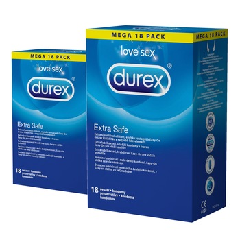 Set Prezervative Durex Extra Safe 2x18, 36 bucati Set Prezervative Durex Extra Safe 2x18, 36 bucati
