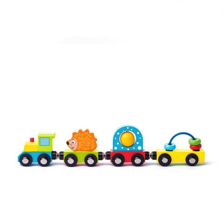 Trenulet din lemn Woodyland cu vagoane si accesorii