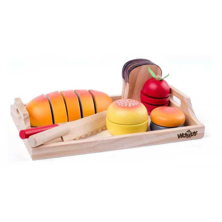 Set mic dejun Woodyland din lemn cu accesorii