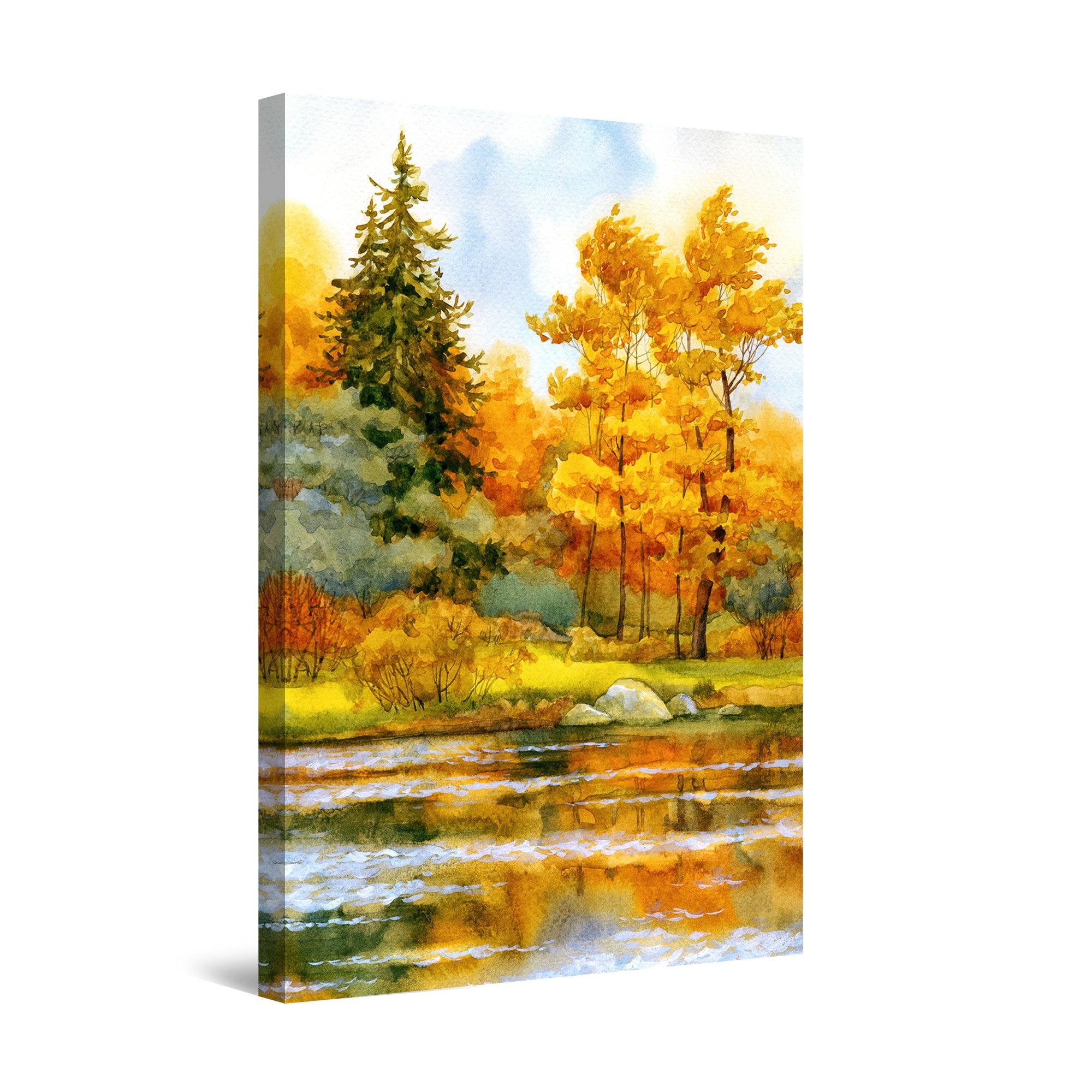 Tablou DualView Startonight Toamna lacului, luminos in intuneric, 90 cm x 60 cm