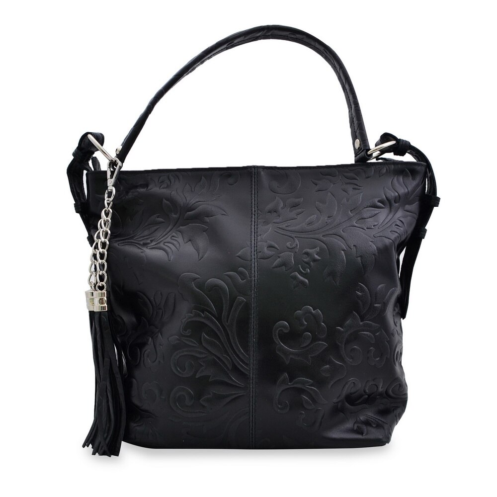 Geanta casual Long Days, de dama, piele naturala, culoare negru