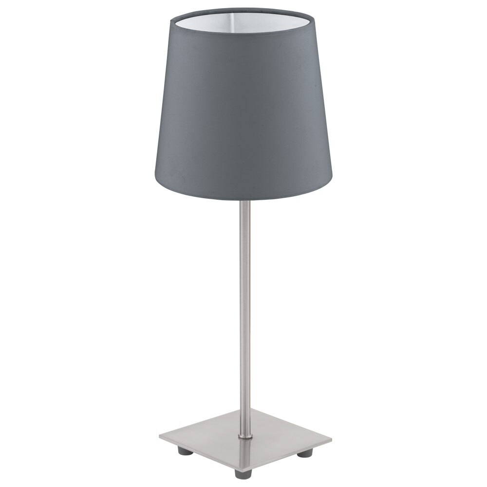 Veioza LAURITZ, EGLO, E14, 1x40W, otel, nichel satinat, material textil, antracit, 39.5 x 15.5 x 11 cm, intrerupator pe fir, IP20