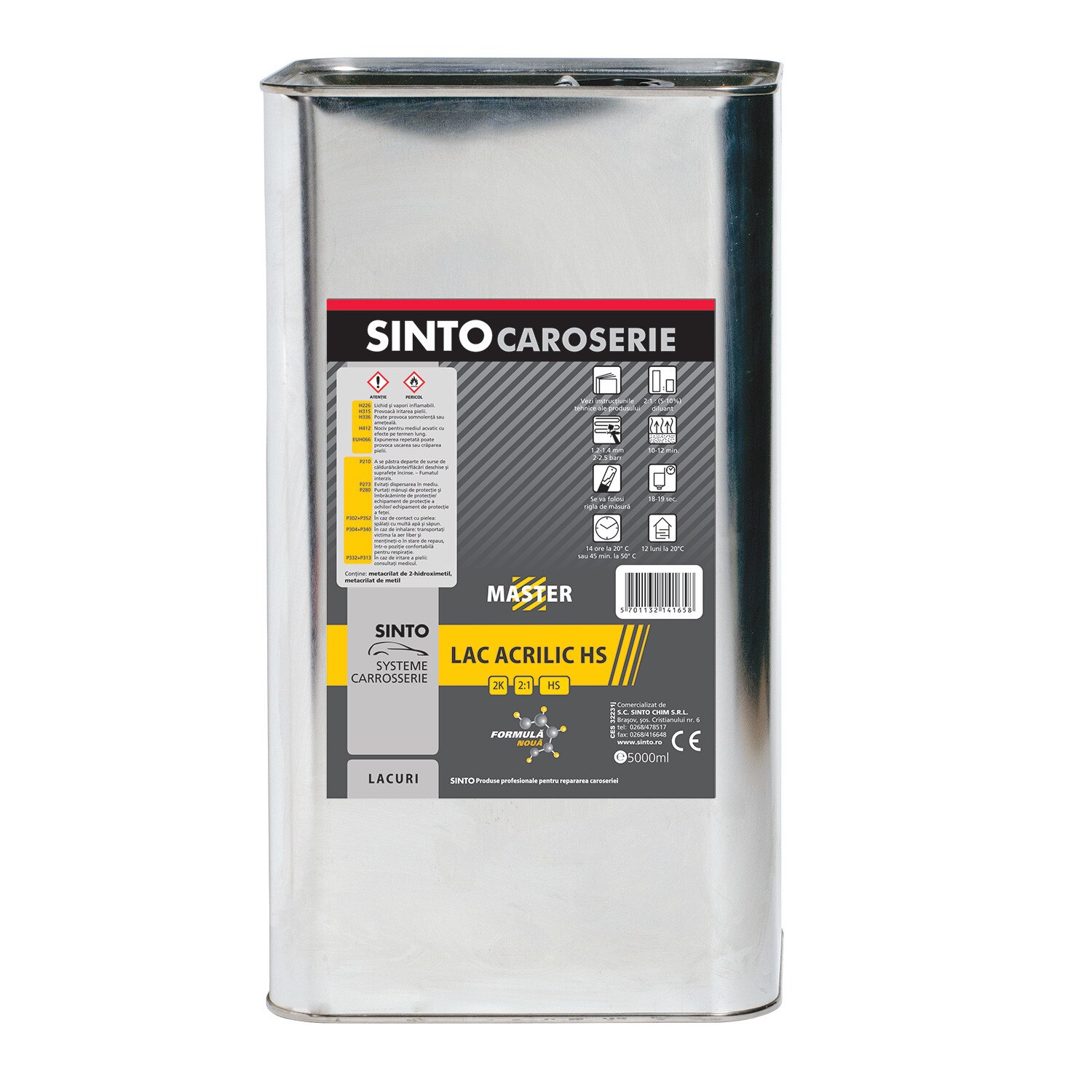Lac acrilic caroserie auto, antizgarieturi, Sinto Master- HS, 5L
