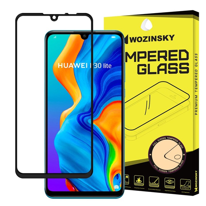 Стъклен протектор за целият екран Wozinsky Full Glue за Huawei P30 Lite, черна рамка