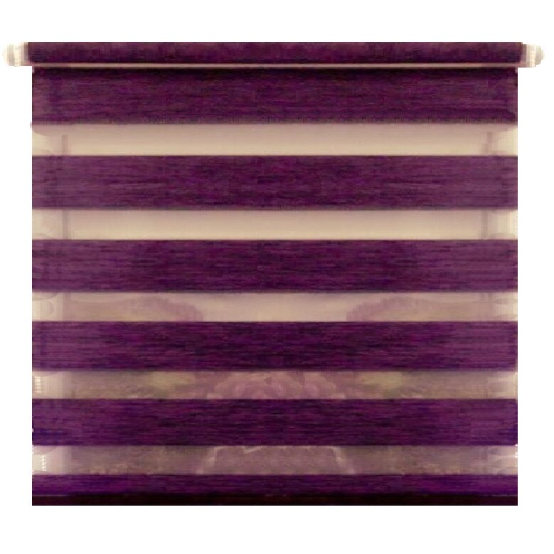 Jaluzea tip Rulou textil Maxi , Rolete Zebra Day & Night Luxury , 130x160 cm ZW18 accesorii albe , culoare mov inchis