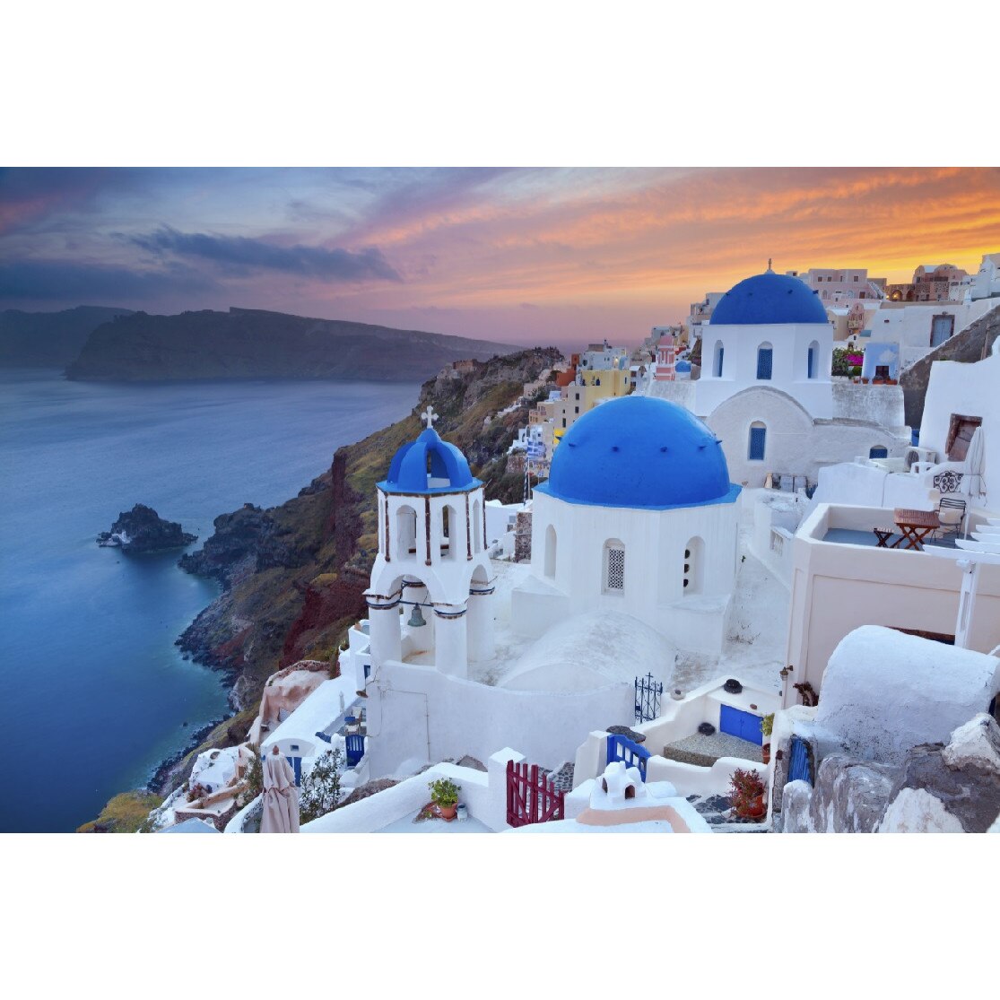 Tablou canvas Santorini in apus de soare (105 x 70 cm)