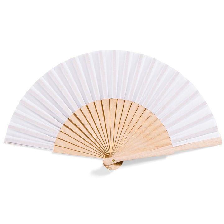 Fehér és bézs legyező, DecorCasa, 20 cm