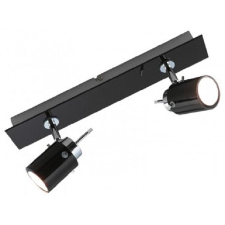 Spot LB Light cu bec economie de energie 2X9W, GU10, sticla neagra