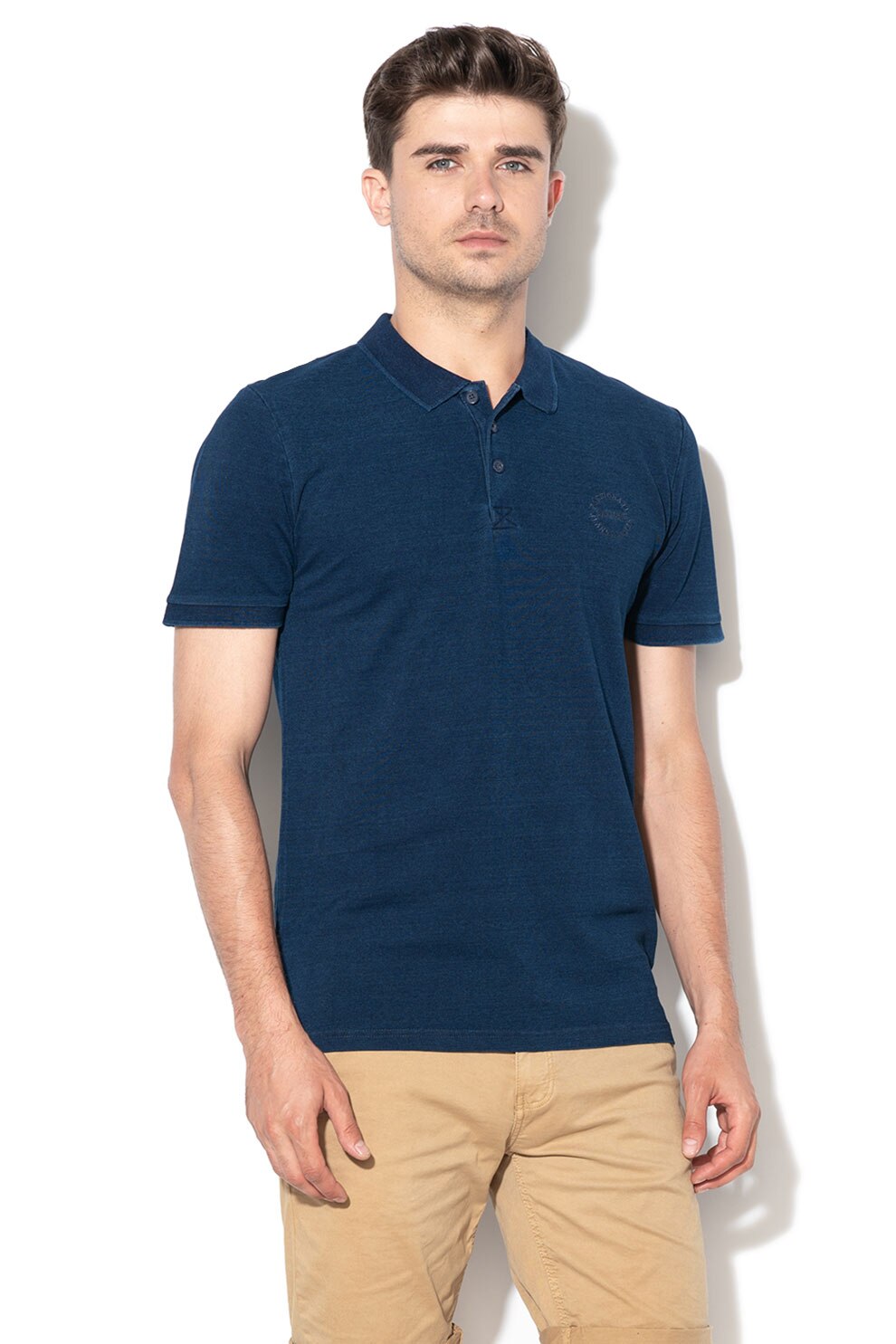 Only & Sons, Tricou polo din material pique Even, Albastru marin, S