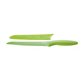 Cutit pentru paine antiaderent cu teaca, Tescoma Presto Tone, 20 cm, Verde Cutit pentru paine antiaderent cu teaca, Tescoma Presto Tone, 20 cm, Verde