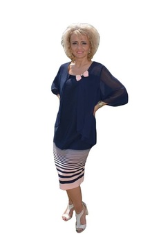 Rochie rafinata de ocazie,eleganta,D&J Exclussive, Bleumarin/Roz Rochie rafinata de ocazie,eleganta,D&J Exclussive, Bleumarin/Roz